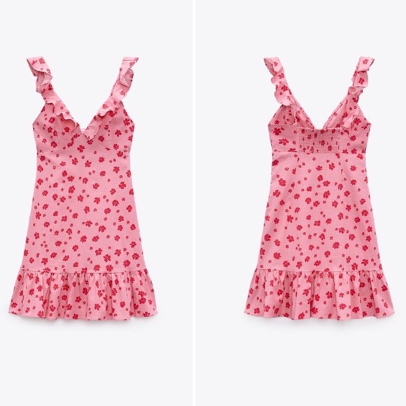 ZARA Floral Ruffle Mini Dress - Picture 2 of 5